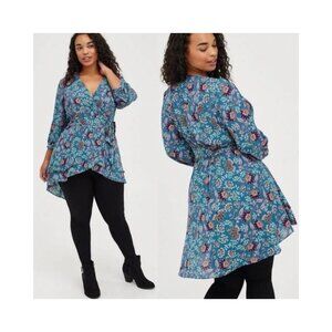 Torrid Women's 3/4 Sleeve Layered Floral Wrap Tunic